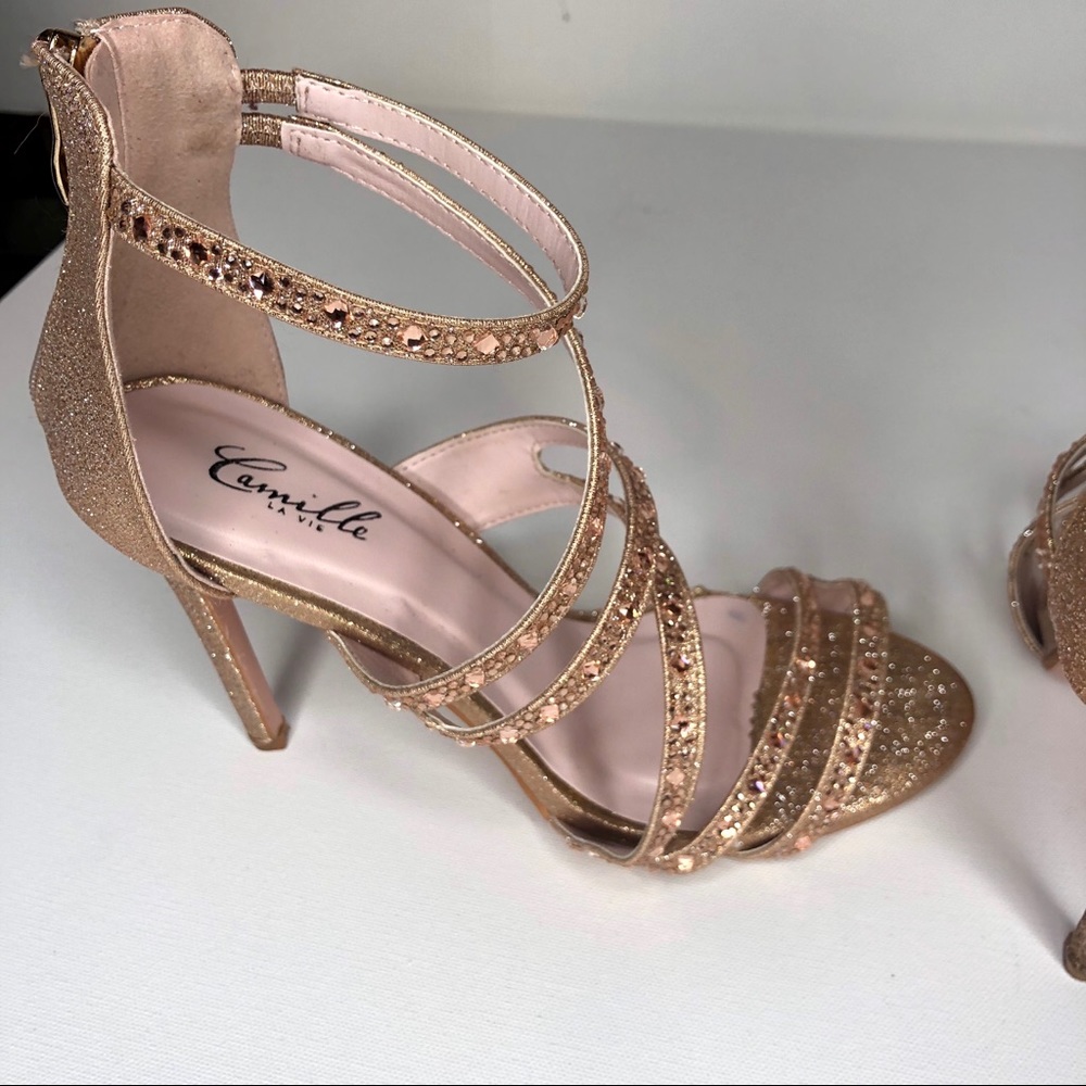 Camille La Vie rose gold heels